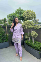 CROSS STITCH V-NECK CO-ORD SET
