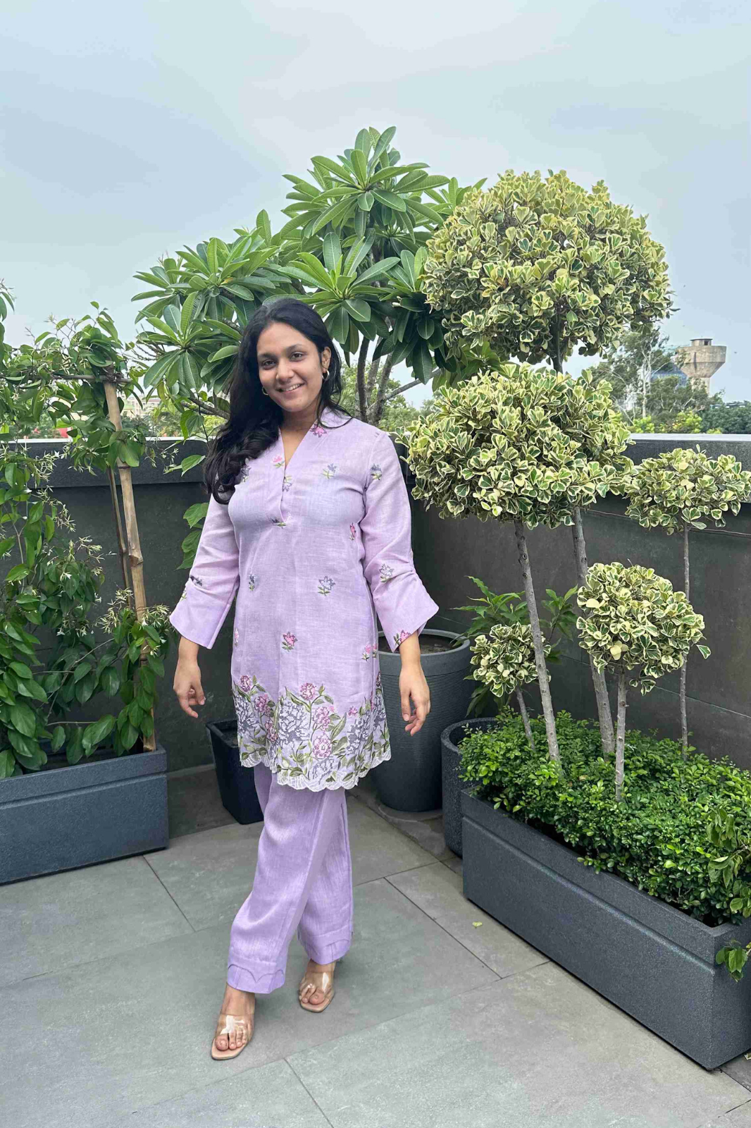 CROSS STITCH V-NECK CO-ORD SET