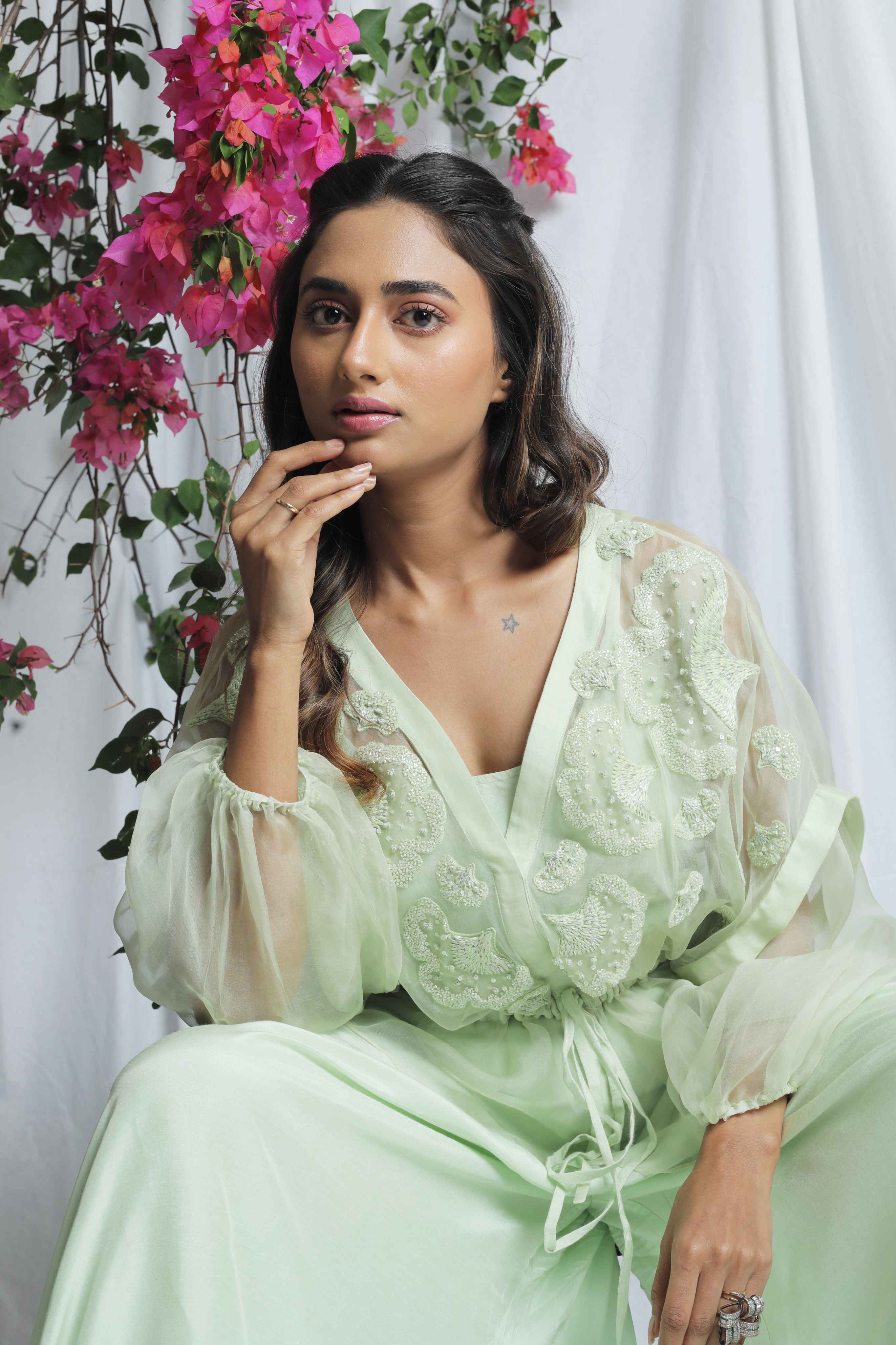 AVYANA ORGANZA PEPLUM CO-ORD SET