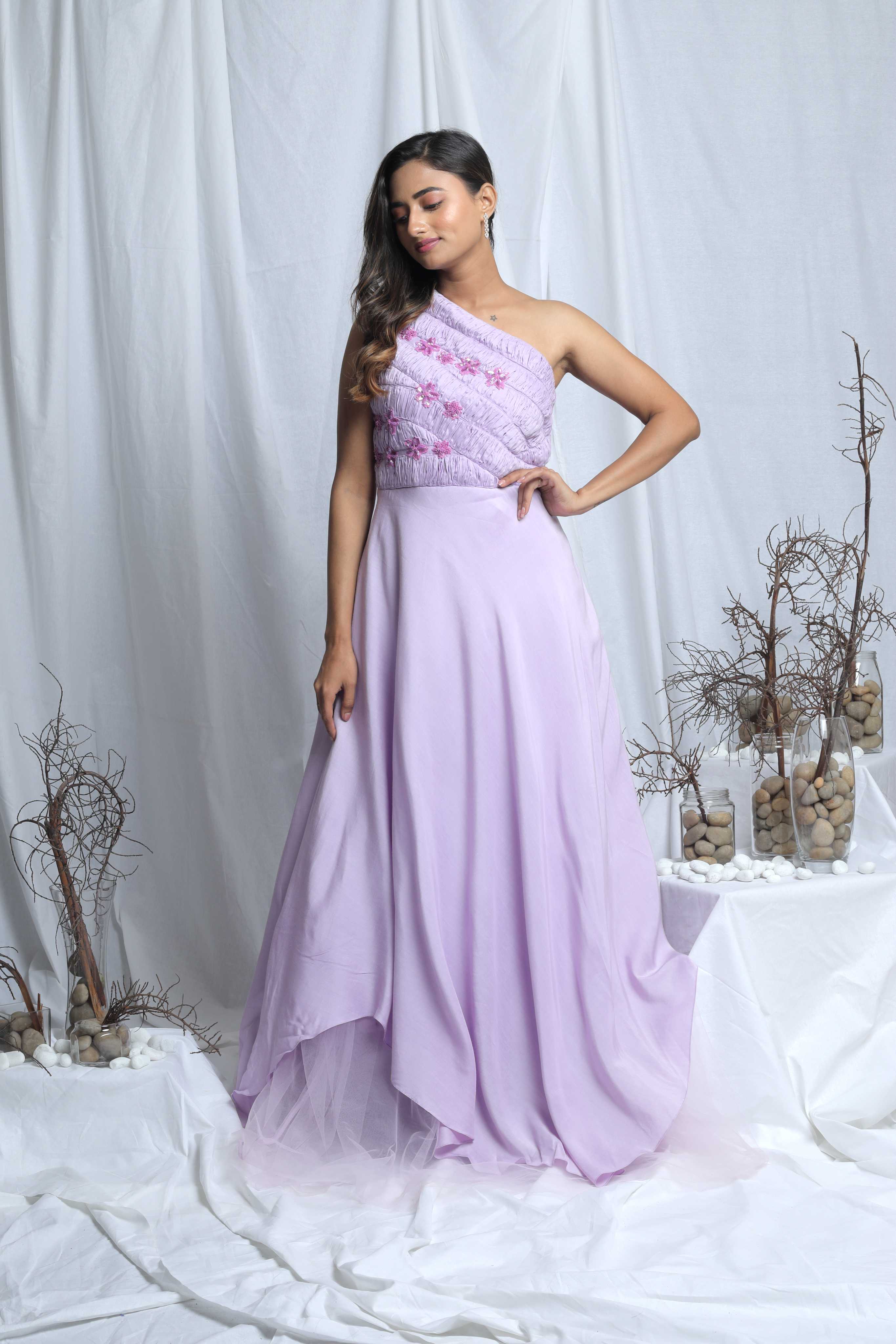 FIORELLA ONE SHOULDER PLEATED GOWN Main image