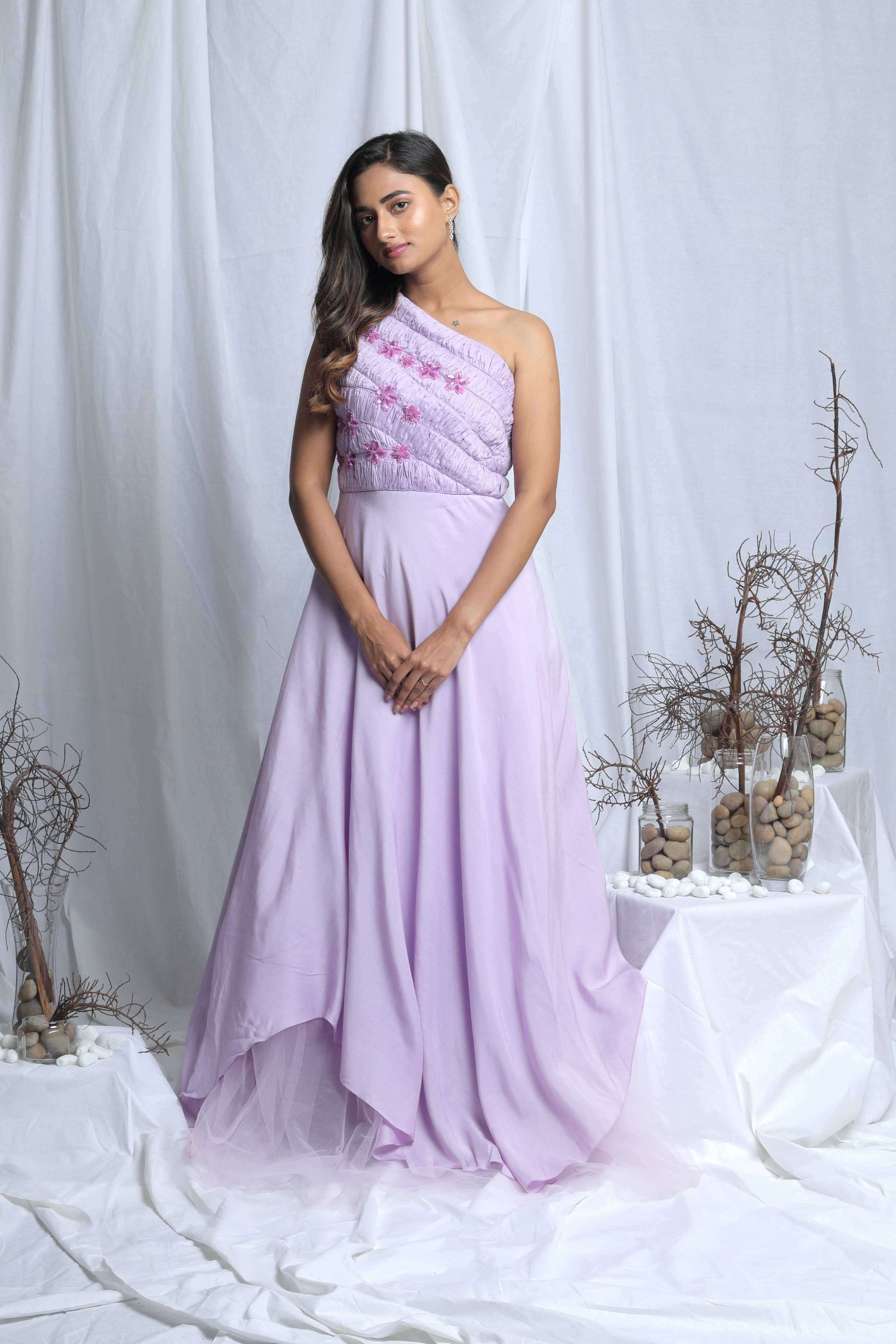 FIORELLA ONE SHOULDER PLEATED GOWN Secondary image
