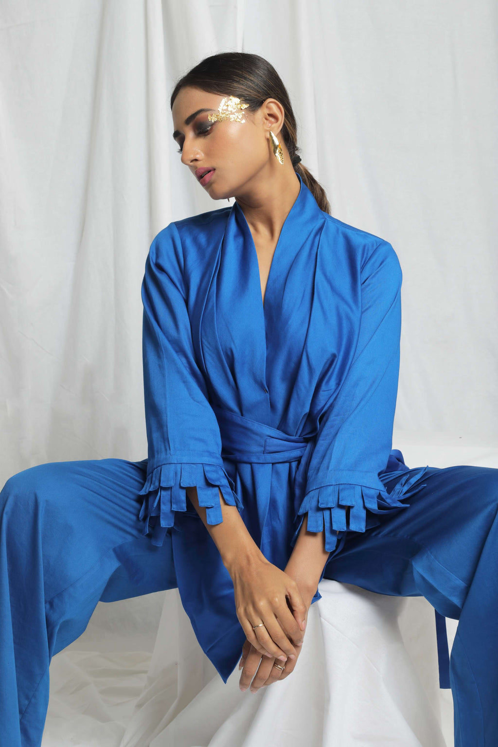 PLEATED TIE UP CO-ORD SET