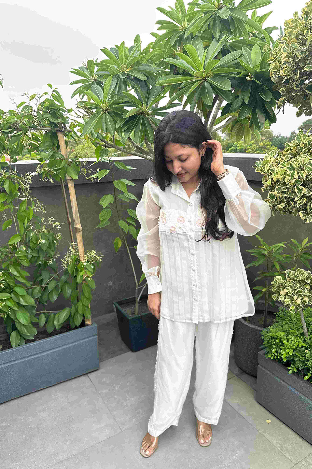 ORGANZA 3D THREAD FLOWER CO-ORD SET
