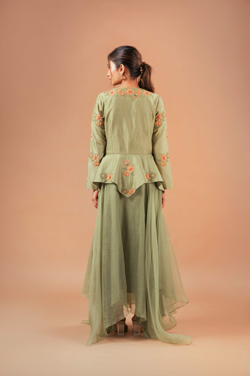 ROSETTE PEPLUM TOP WITH SKIRT