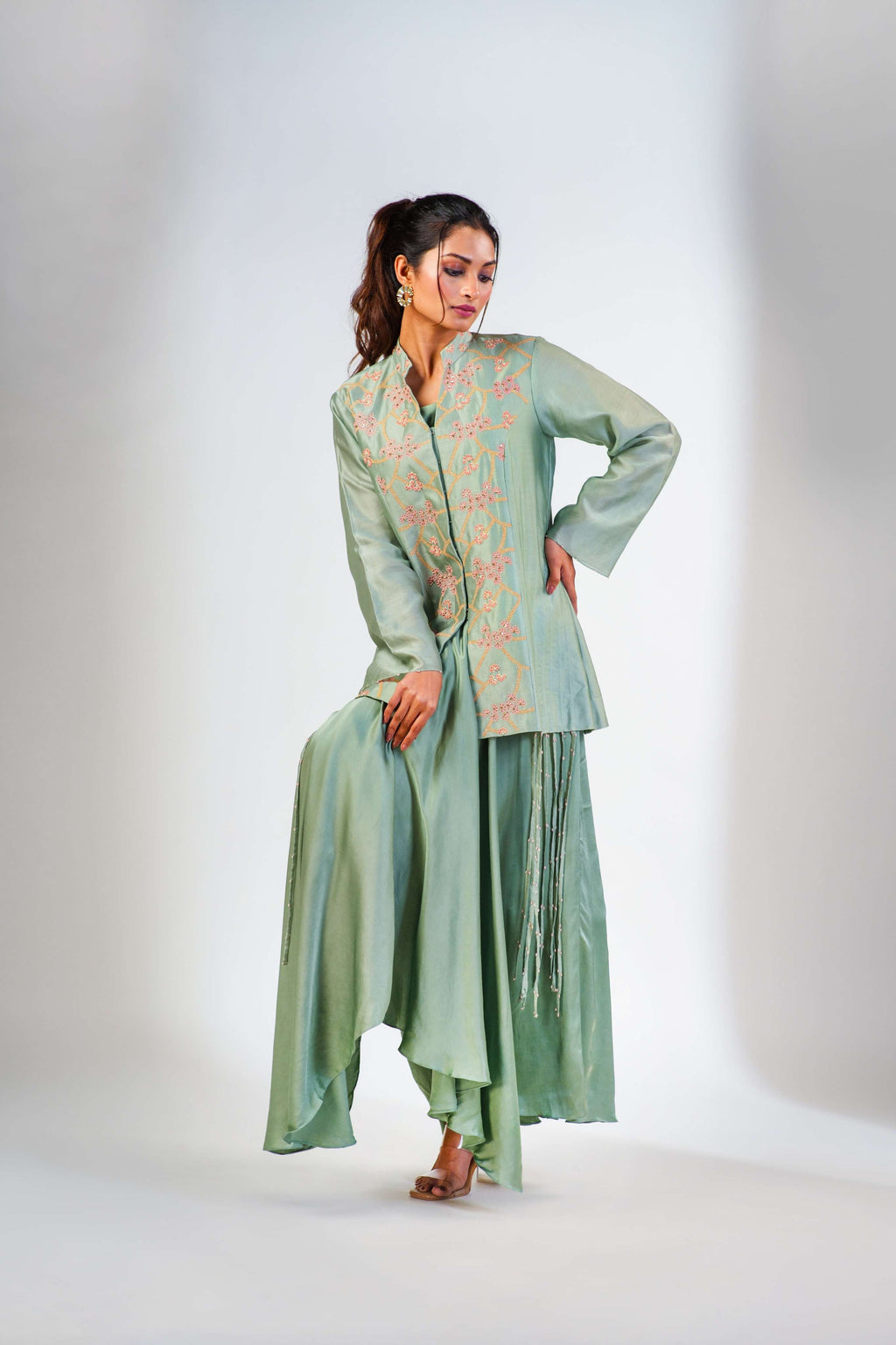 ARIA COWL DRESS WITH JACKET